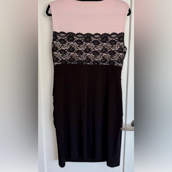 Dress Barn Pink Black Contrast Dress Ladies 14 Bodycon Lace Elegant Feminine - Picture 3 of 11